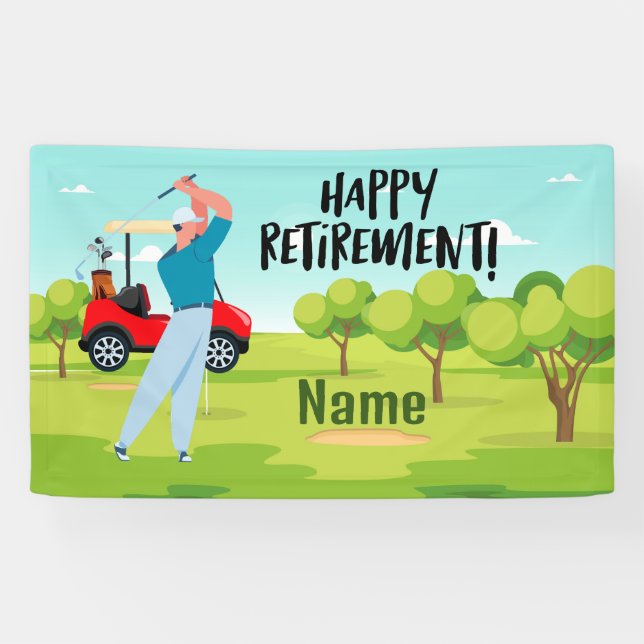 Golf happy retirement with happy golfer on green   banner (Horizontal)