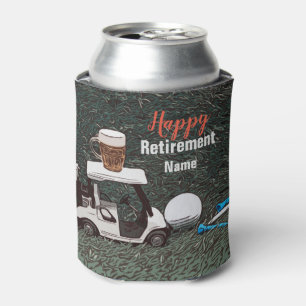 Golf happy retirement with Name  beer cart golfer Can Cooler