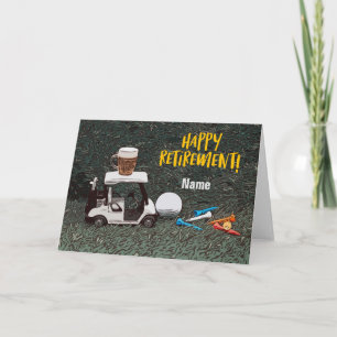 Golf happy retirement with Name  beer cart golfer  Card