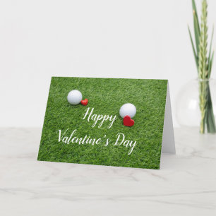 Golf Happy Valentine's Day with love and golf ball Card