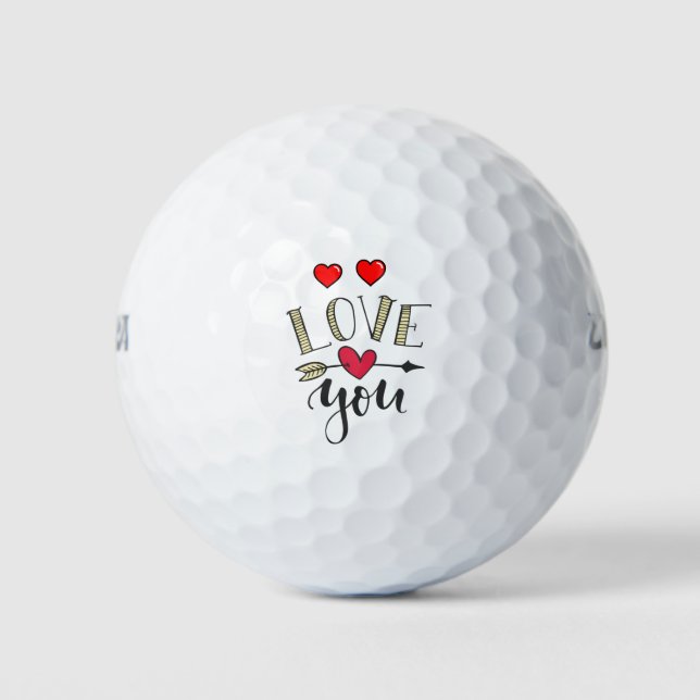 Golf Happy Valentine's Day with love red hearts  Balls (Front)