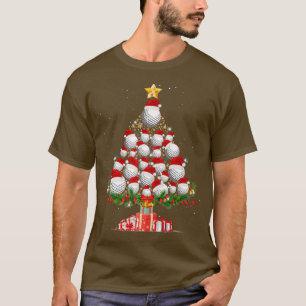 Golf Hat Santa Player Christmas Tree In Snow Xmas T-Shirt