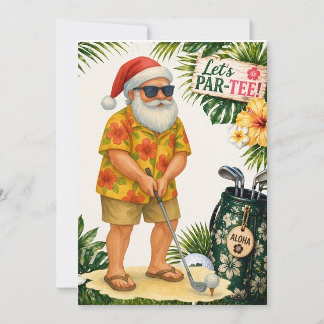 Golf Hawaii themed Christmas Party  Invitation (Front)