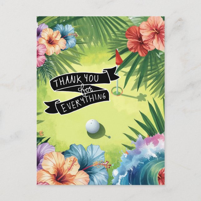 Golf Hawaii themed Flat Thank You Card (Front)