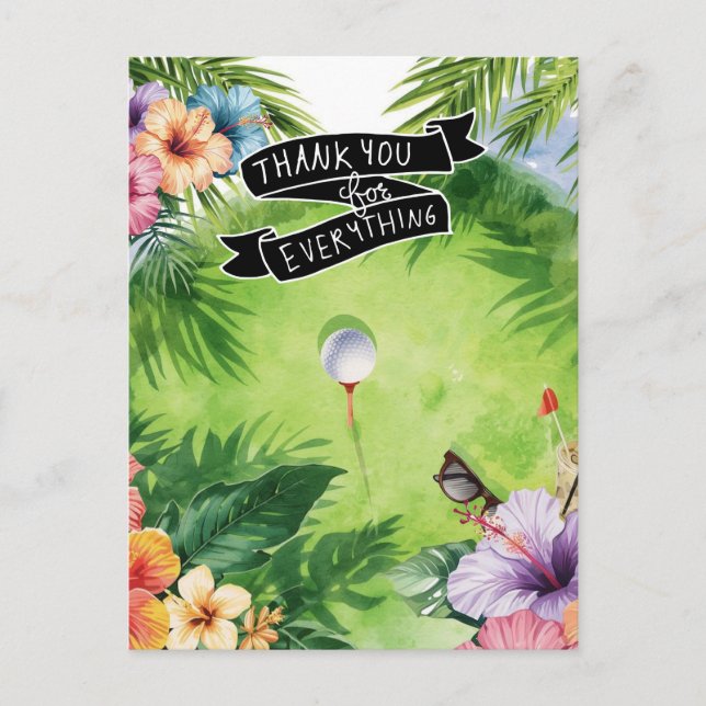 Golf Hawaii themed Flat Thank You Card (Front)