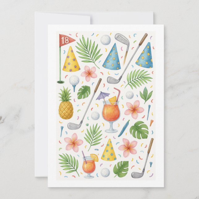 Golf Hawaii themed for Hawaiian Golfer Party Invitation (Front)