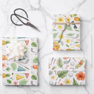 Golf Hawaii themed for Hawaiian Golfer Party Wrapping Paper Sheet
