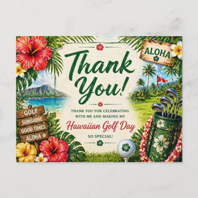 Golf Hawaii themed for Hawaiian Postcard (Front)