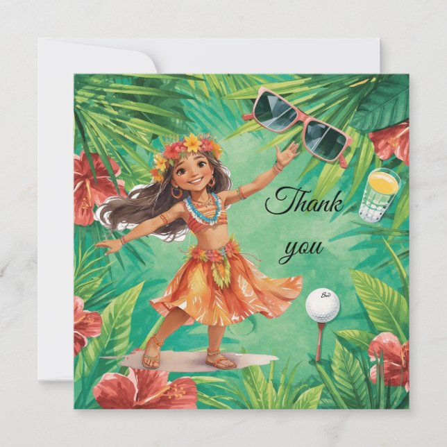 Golf Hawaii Themed Thank You Card  (Front)