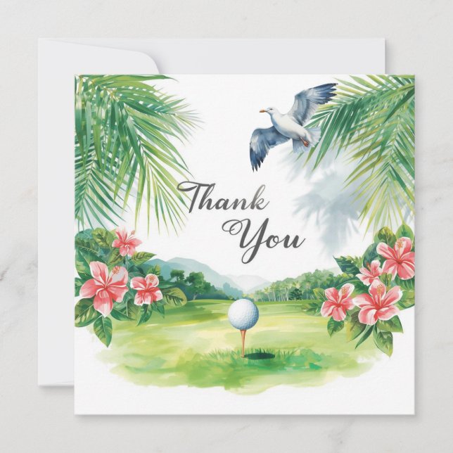 Golf Hawaii Themed Thank You Card  (Front)