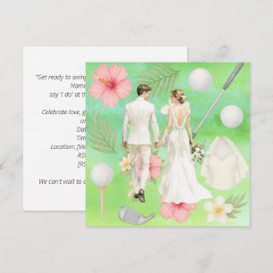 Golf Hawaiian themed Wedding for golfer Invitation