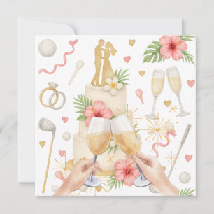 Golf Hawaiian themed Wedding for golfer Invitation