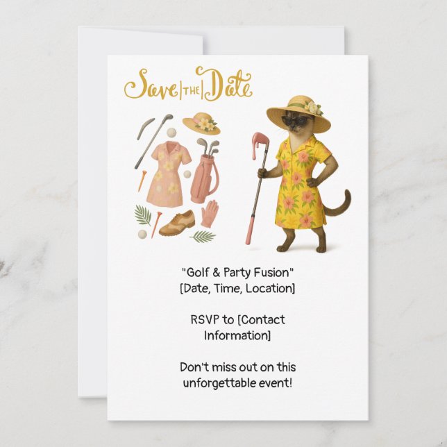 Golf  Hawaiian Woman Golfer at the Green Invitation (Front)