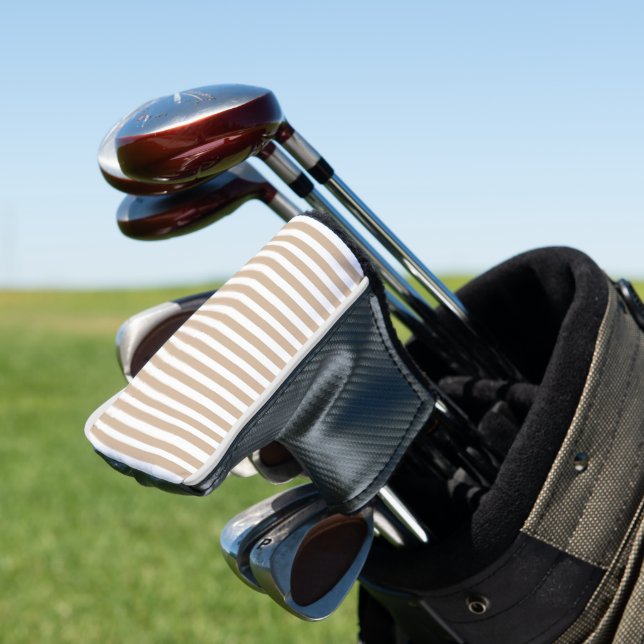 Golf Head Cover Beige & White Stripe (In Situ)