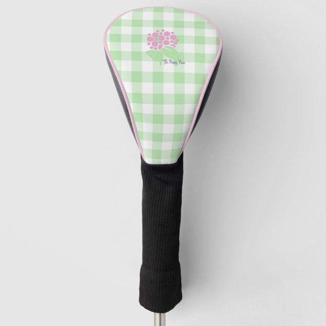 Golf Head Cover green gingham (Front)