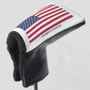 Golf Head Cover USA Red White & Blue Stripe Flag