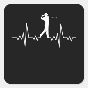 GOLF HEARTBEAT Golfing Clothes Women Men Kids Square Sticker