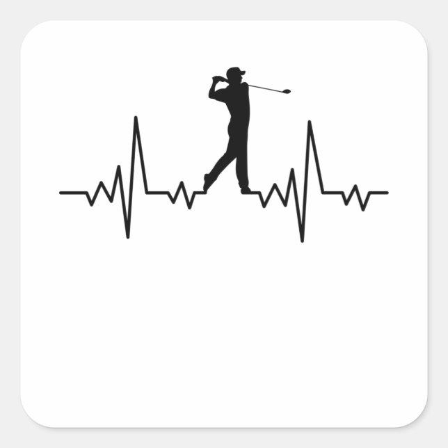 GOLF HEARTBEAT Golfing Clothes Women Men Kids Square Sticker (Front)