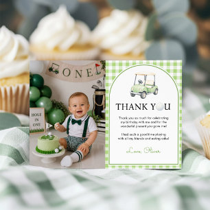 Golf Hole in One Birthday Green Photo Thank You Card