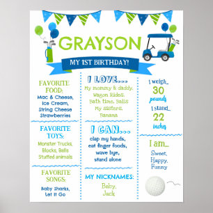 Golf Hole in One Birthday Milestone Sign Board