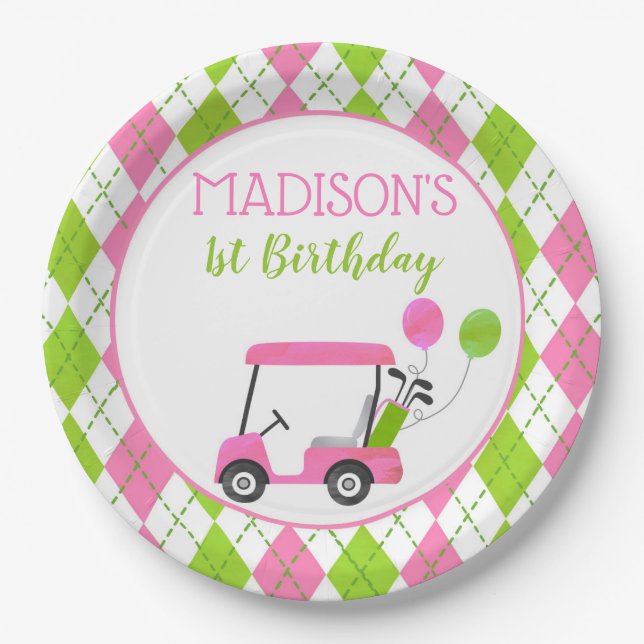 Golf Hole In One Birthday Paper Plates (Front)