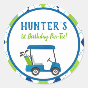 Golf Hole In One Birthday Party Favour Stickers