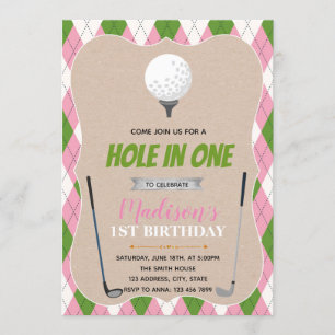 Golf hole in one birthday party invitation