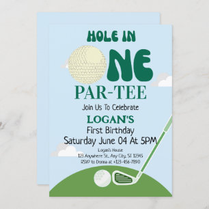 Golf Hole In One  Boy 1st Birthday Custom Par-Tee Invitation