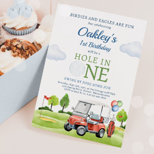 Golf Hole In One Boy First Birthday Par-Tee Invitation