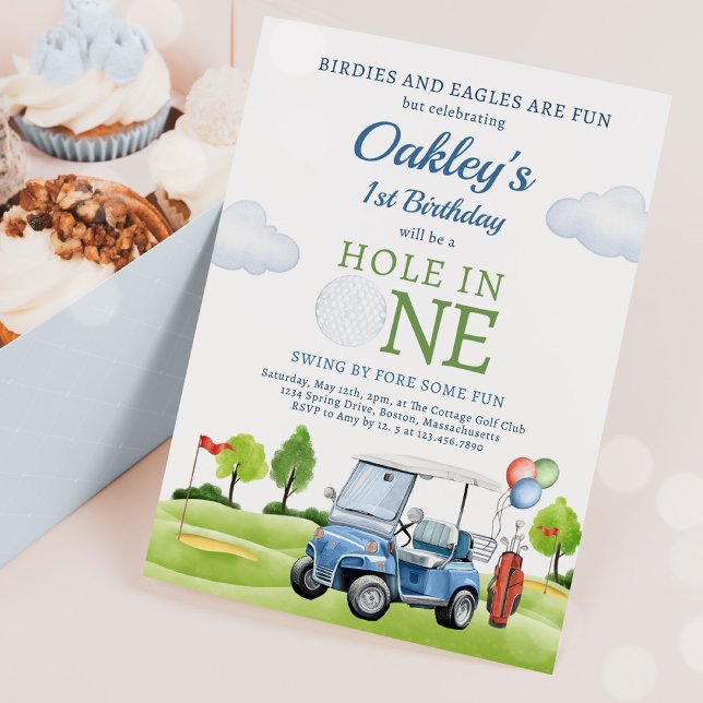 Golf Hole In One Boy First Birthday Par-Tee Invitation (Creator Uploaded)