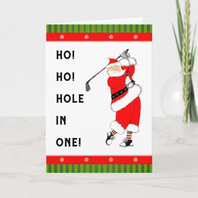 Golf Hole-in-one Christmas Holiday Card (Front)