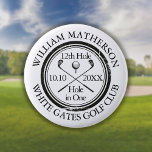 Golf Hole in One Classic Personalised 6 Cm Round Badge<br><div class="desc">Featuring an aged stamp effect classic retro design. Personalise the name,  location hole number and date to create a great keepsake to celebrate that fantastic hole in one. Designed by Thisisnotme©</div>