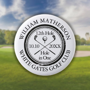 Golf Hole in One Classic Personalised 6 Cm Round Badge