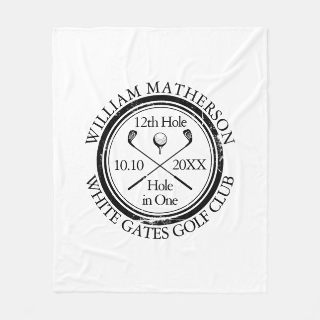 Golf Hole in One Classic Personalised Fleece Blank Blanket (Front)