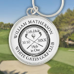 Golf Hole in One Classic Personalized Key Ring<br><div class="desc">Featuring an aged stamp effect classic retro design. Personalize the name,  location hole number and date to create a great keepsake to celebrate that fantastic hole in one. Designed by Thisisnotme©</div>