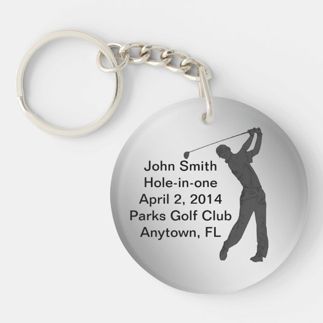 Golf Hole-in-one Commemoration Customisable Key Ring (Front)