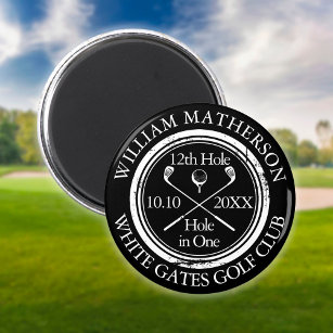 Golf Hole in One Custom Black And White Magnet