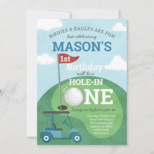 Golf Hole in One First Birthday Party Invitation