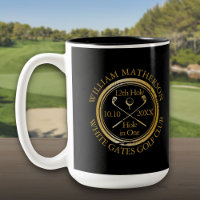 Golf Hole in One Personalised Gold And Black