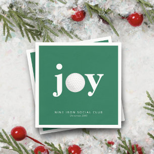 Golf Holiday Joy Personalized Name Typography Napkin