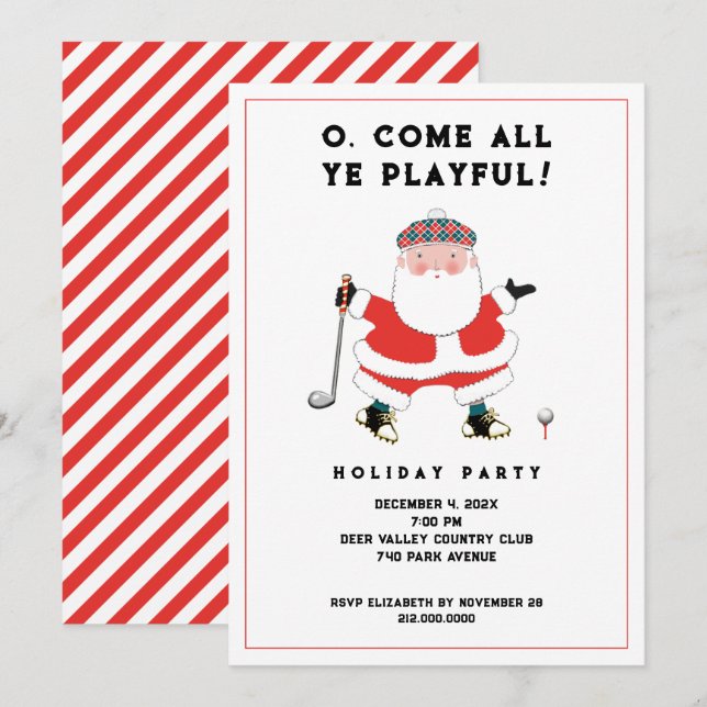 Golf Holiday Party Invitation (Front/Back)