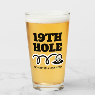 Golf humor 19th Hole beer glass gift for men