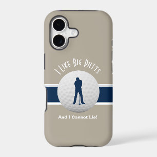 Golf Humour Big Putts Tan Blue Mens