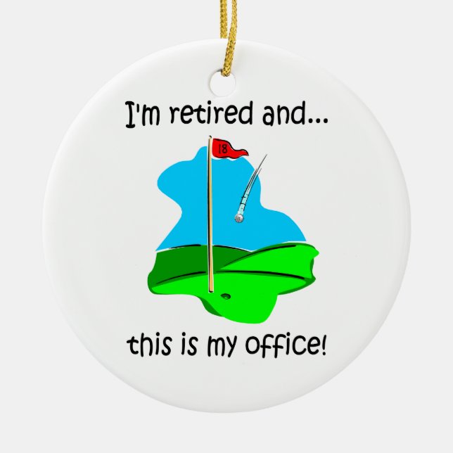 Golf humour retirement ceramic tree decoration (Front)