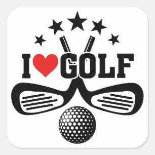 Golf, I Love Golf Square Sticker