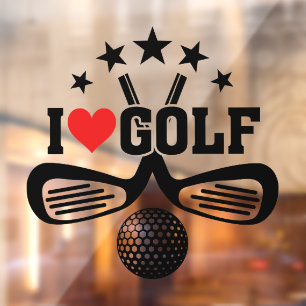Golf, I Love Golf Window Cling