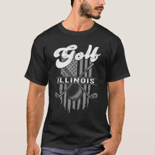 Golf Illinois  Fun American Flag State Golfing   T-Shirt