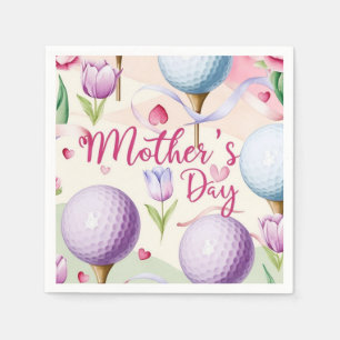 Golf in pink themed with flowers  for Mother's Day Napkin