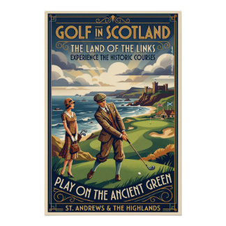 Golf in the Scottish Highlands Poster