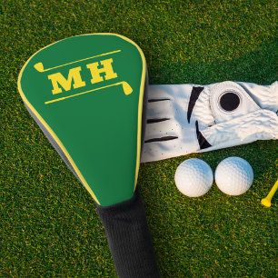 Golf Initial Classic Preppy Athletic Green Yellow Head Cover